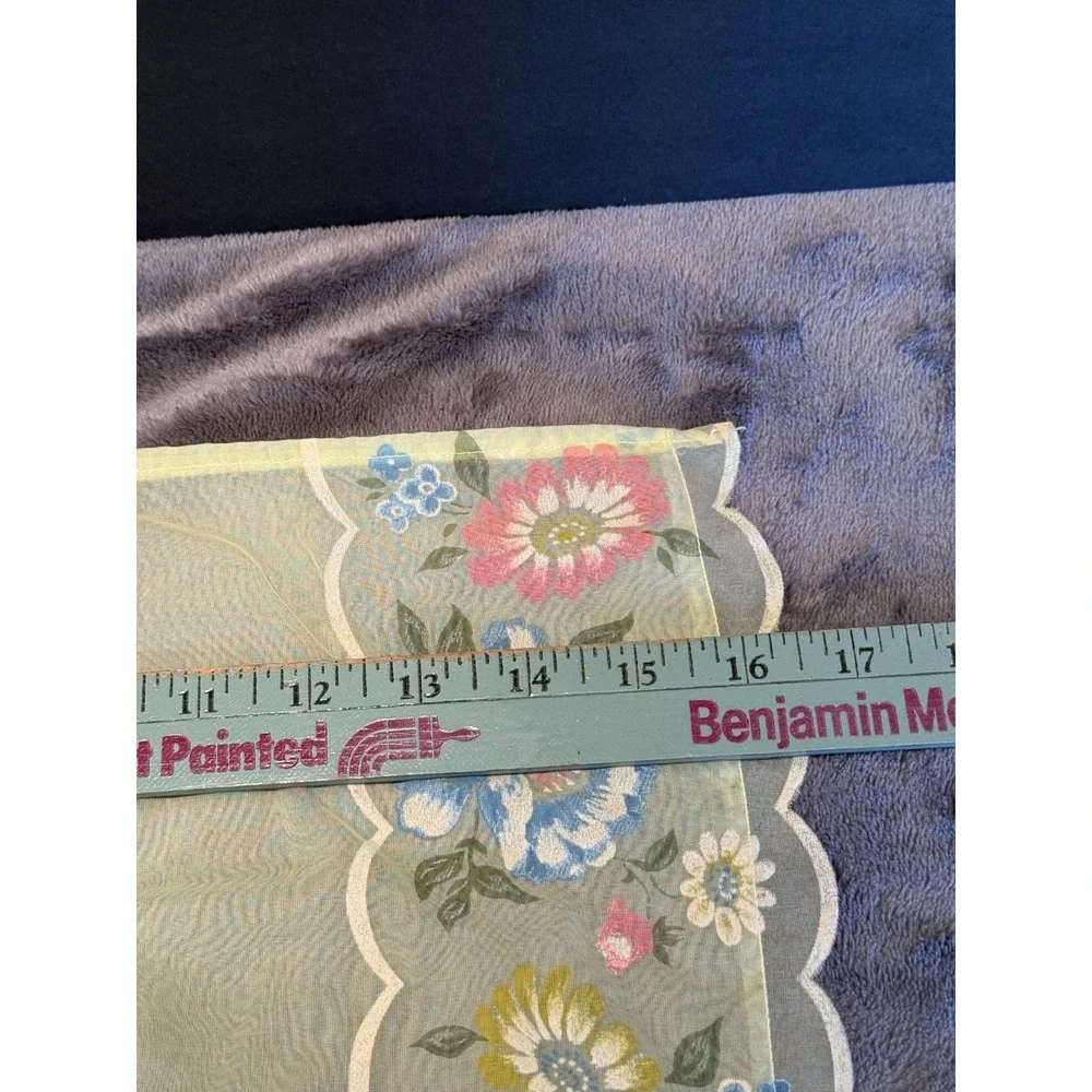 Vintage 50s Half‎ Apron Sheer Yellow Floral Embossed Organza Retro MCM 3 Pockets